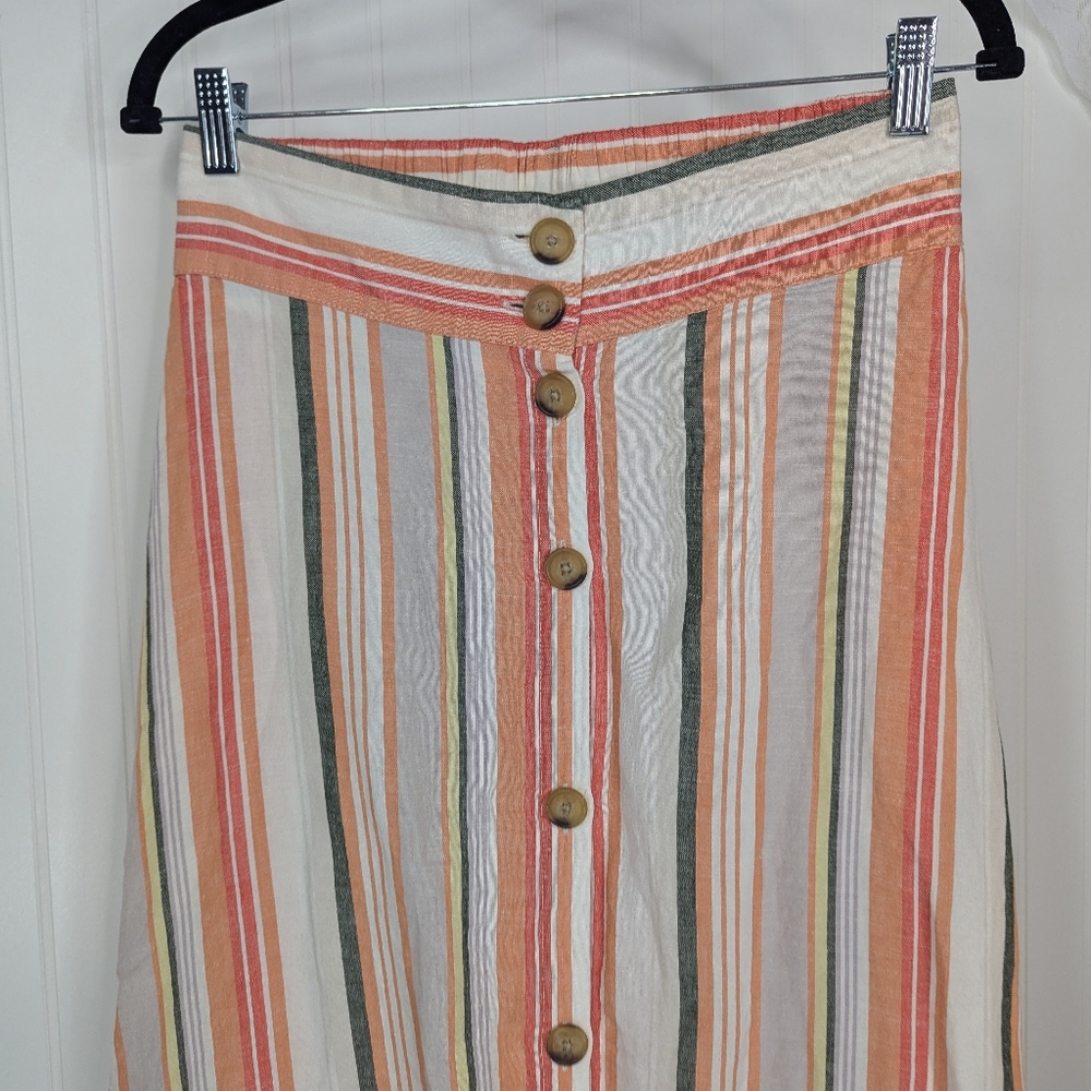 A NEW DAY Linen Blend Striped Midi Skirt Sz M - Picture 3 of 9